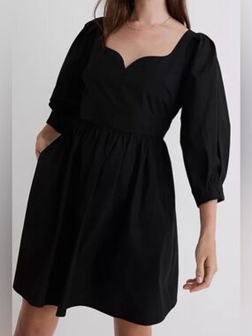 Madewell Cotton Poplin Puff-Sleeve Mini Dress Item NH073 Size 8